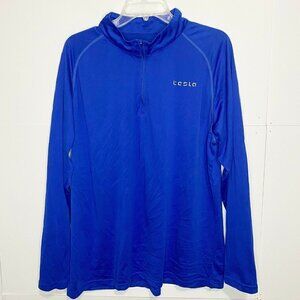 Tesla Men's 2XL 1/4 Zip Pullover Long Sleeve Shirt Quick Dry Base Layer Blue